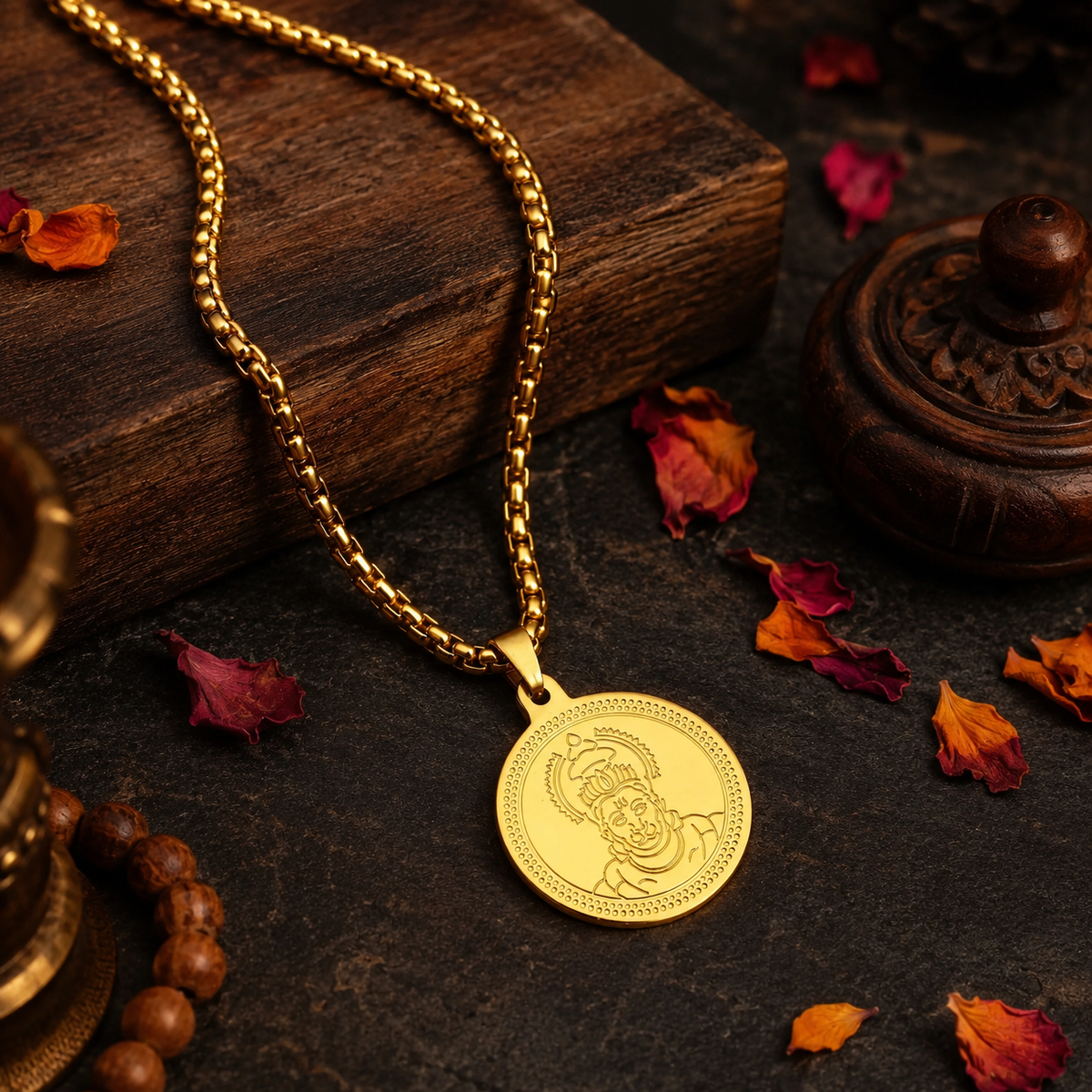 Gold Plated Hanuman Ji Coin Pendant