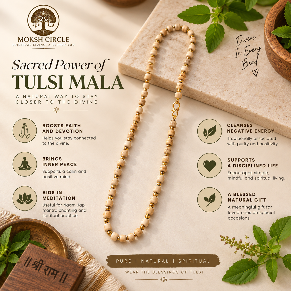 Golden Finish Tulsi Mala
