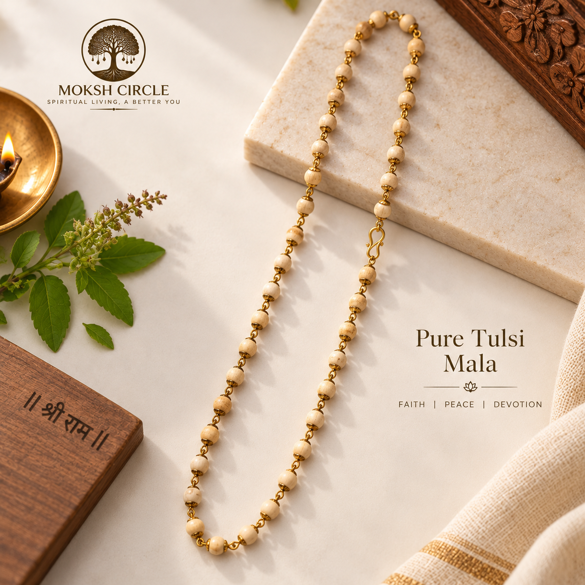 Golden Finish Tulsi Mala
