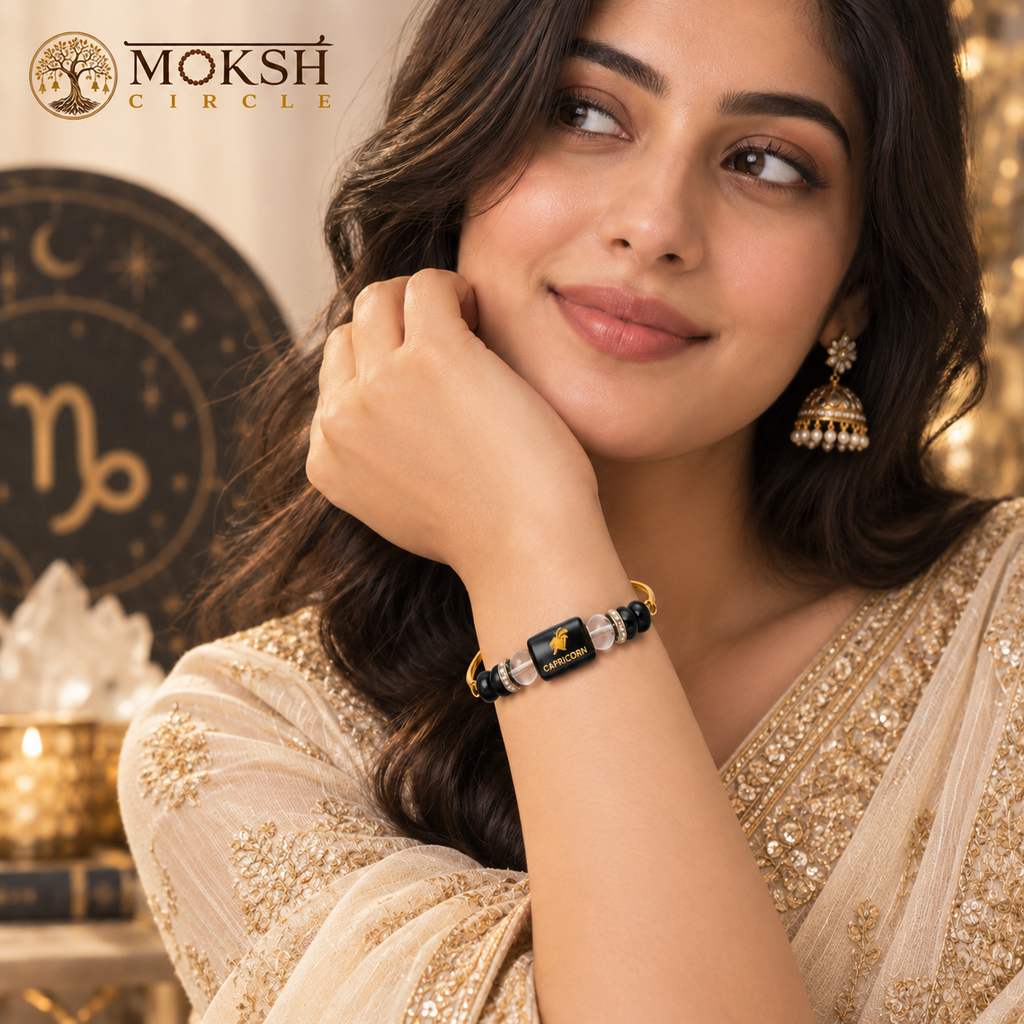 Capricorn Zodiac (मकर राशि) Crystal Bracelet – Golden Finish