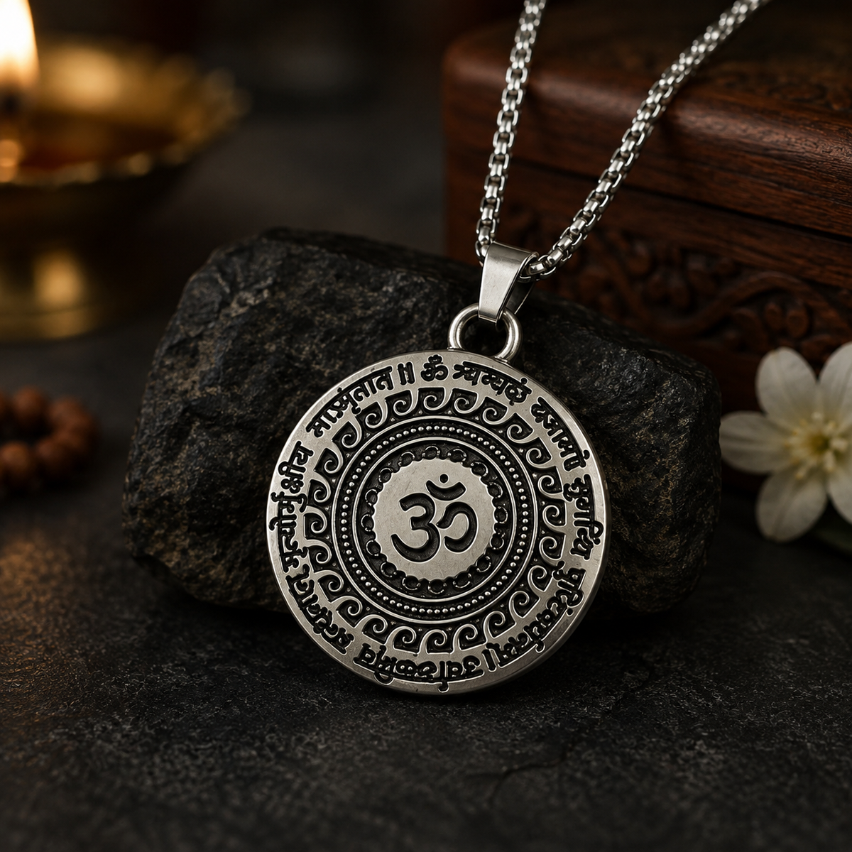 Mahamrityunjaya Mantra Pendant – Silver Edition