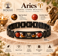 Aries (मेष राशि) Gemstone Bracelet – Premium Black Finish