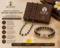 Silver Plated Rudraksha Karungali Mala And Silver Plated Modern Rudraksha Bracelet Combo
