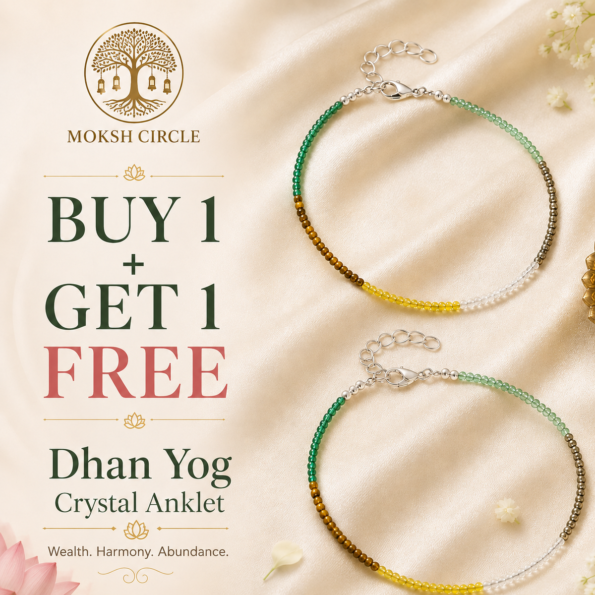 Dhan Yog Crystal Anklet – Prosperity & Positive Energy