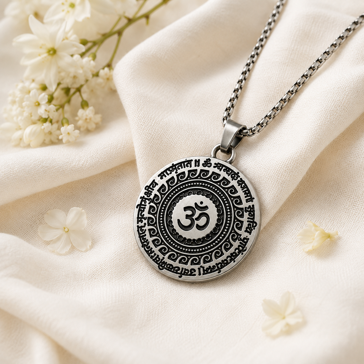 Mahamrityunjaya Mantra Pendant – Silver Edition