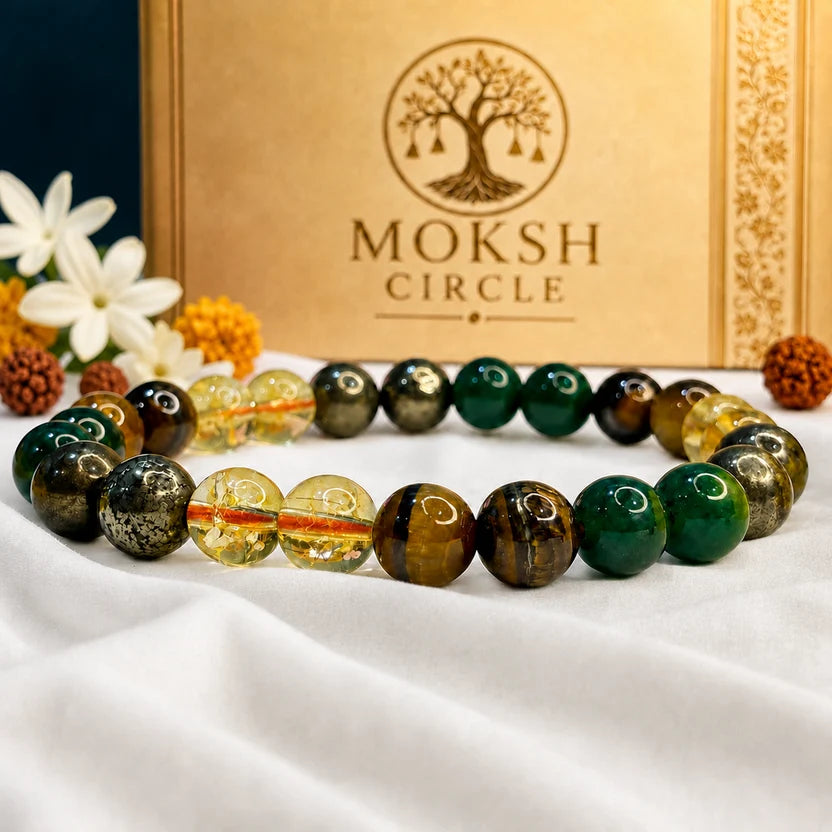 Money Magnet Bracelet And Natural Raw Stone Bracelet Combo