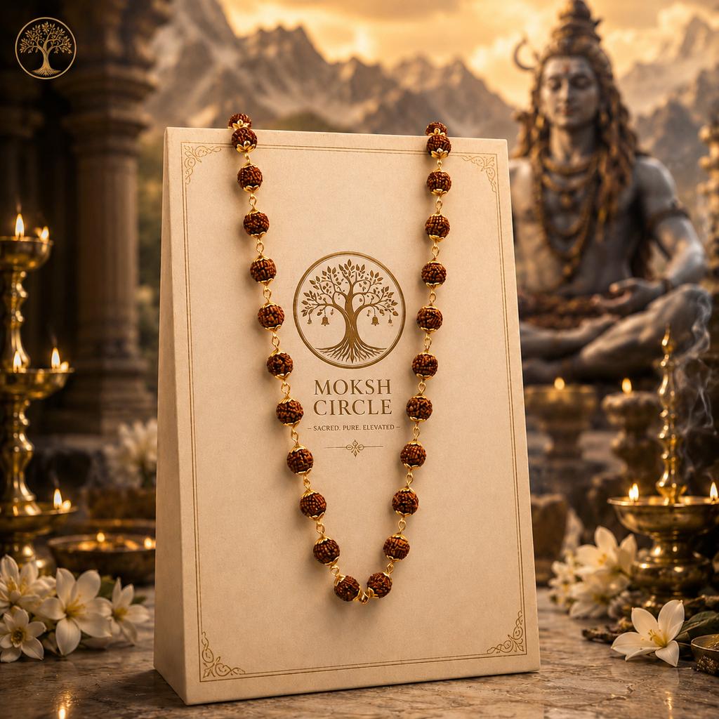 Gold Plated Rudraksha Mala