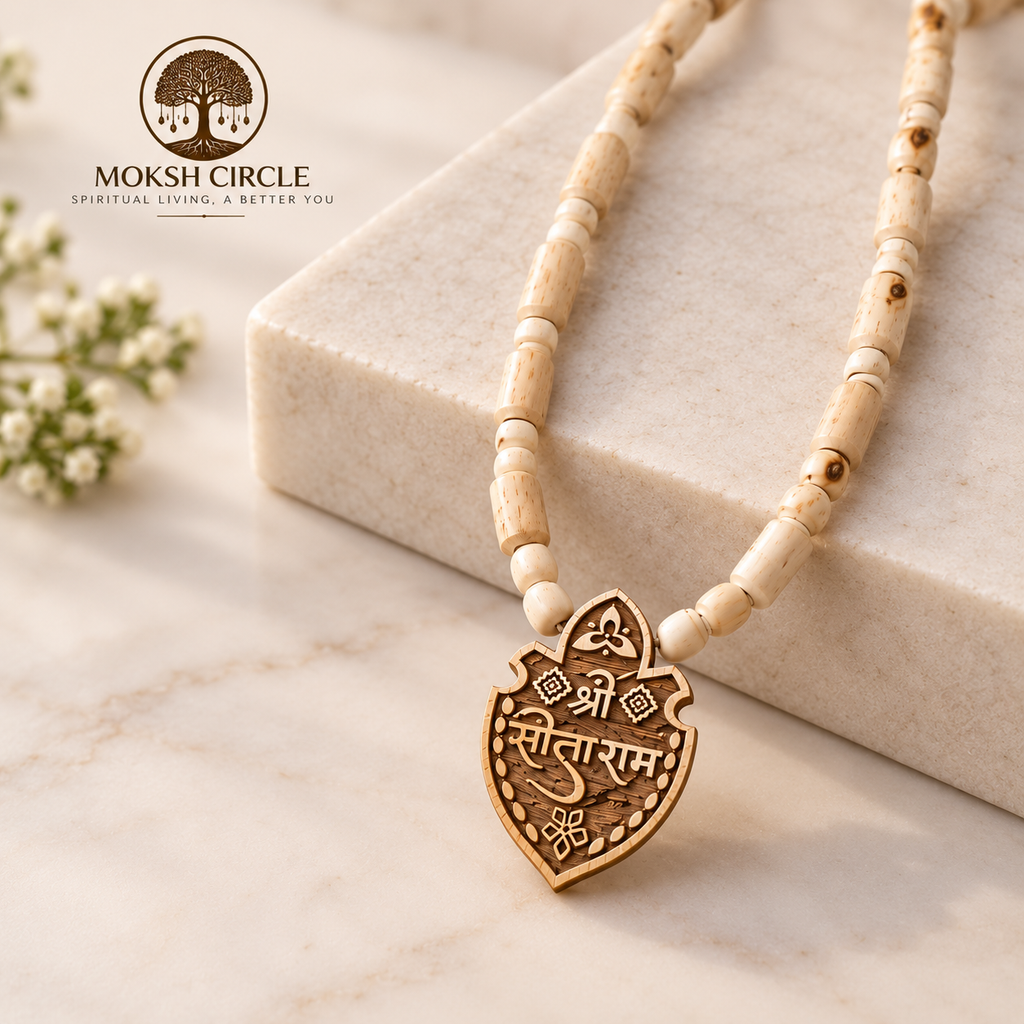 Shree Sita Ram Tulsi Mala with Wooden Pendant
