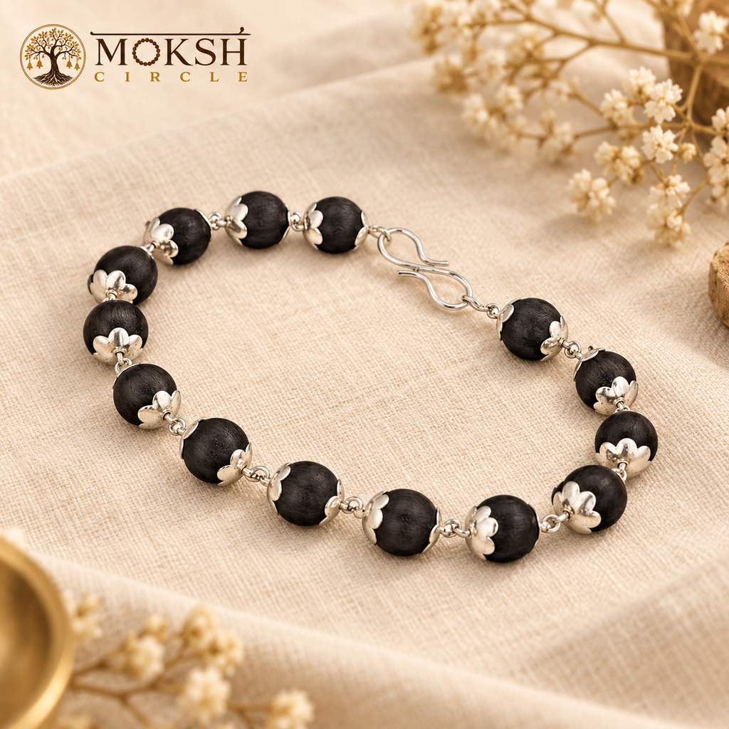 Silver-Tone Karungali Bead Bracelet