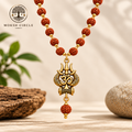 Gold Plated Rudraksha OM Shiva Trishool Necklace