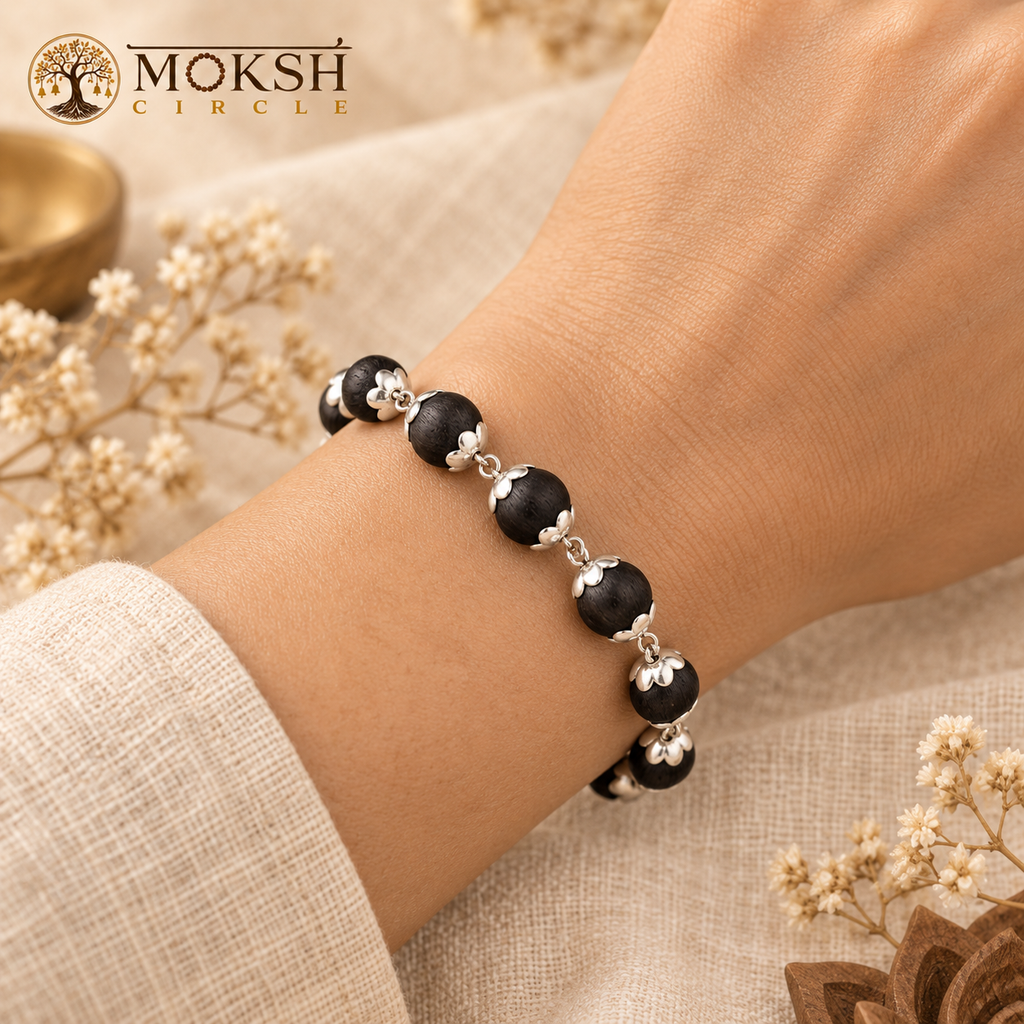 Silver-Tone Karungali Bead Bracelet