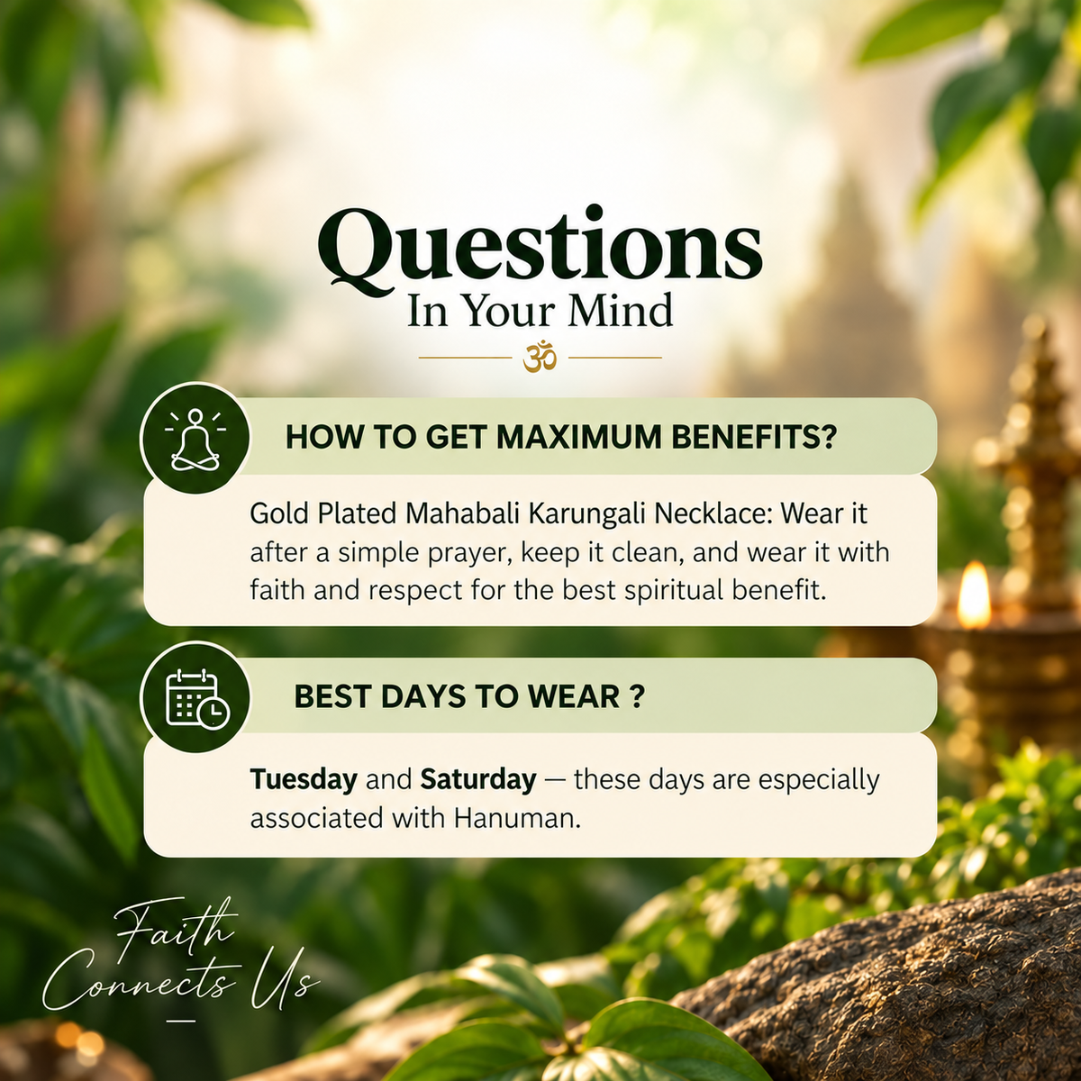 Gold Plated Hanuman Pendant With Karungali Mala
