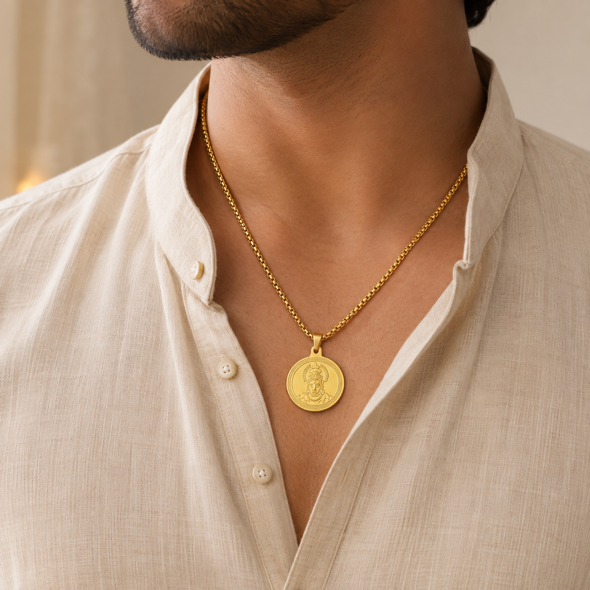 Gold Plated Hanuman Ji Coin Pendant