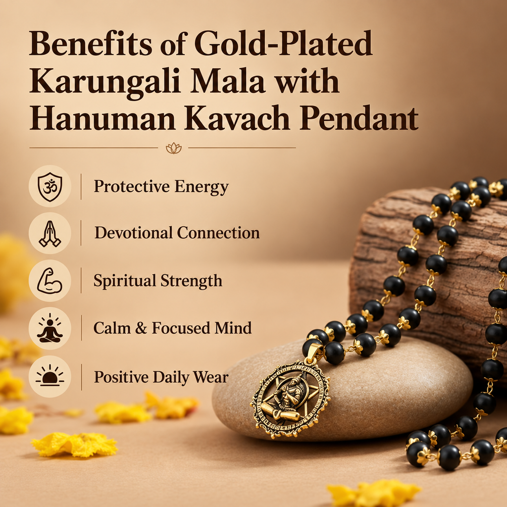 Ram Naam Hanuman Karungali Necklace – Gold Edition