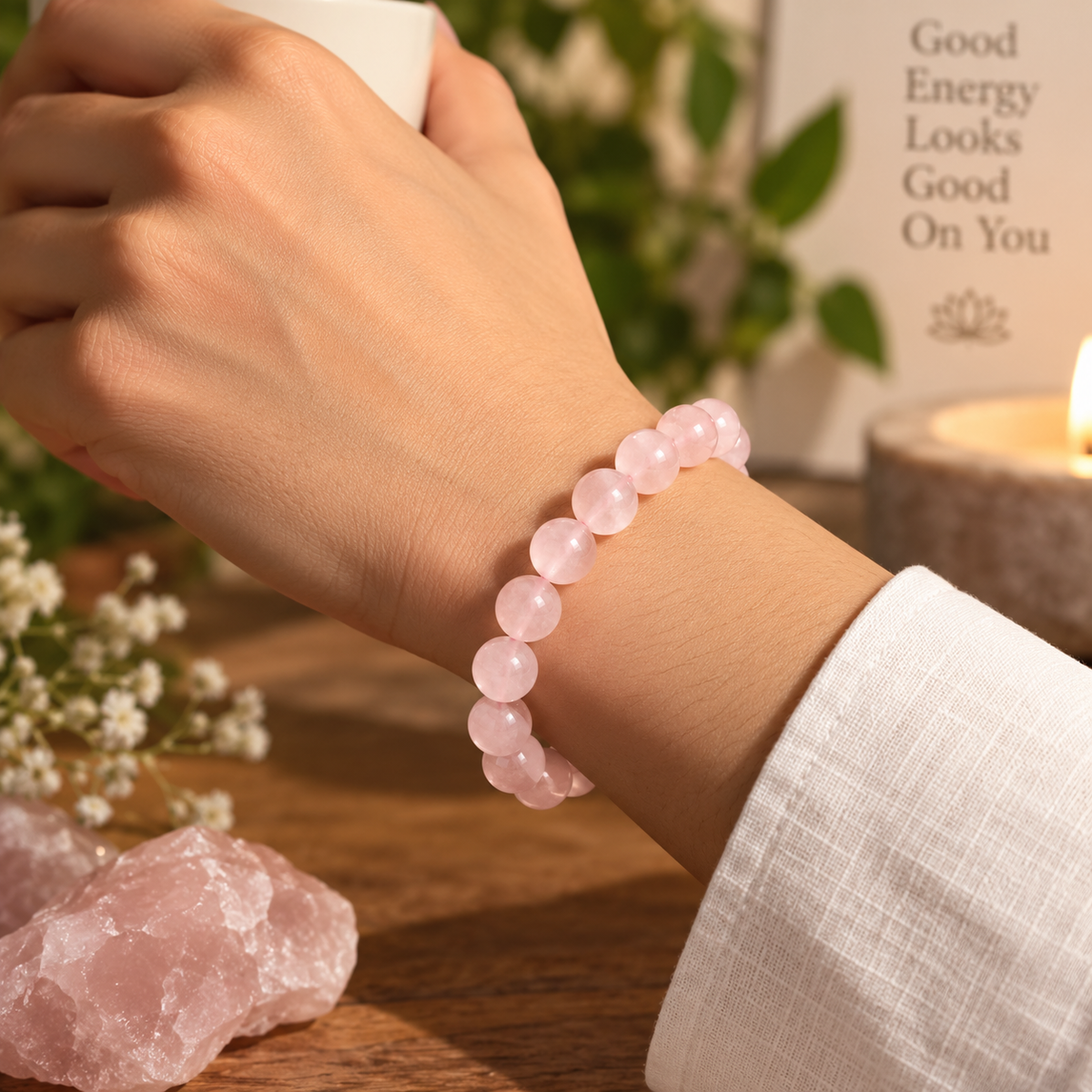 Rose Quartz Heart Harmony Bracelet