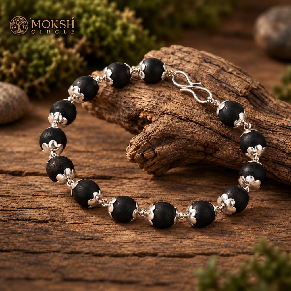 Silver-Tone Karungali Bead Bracelet