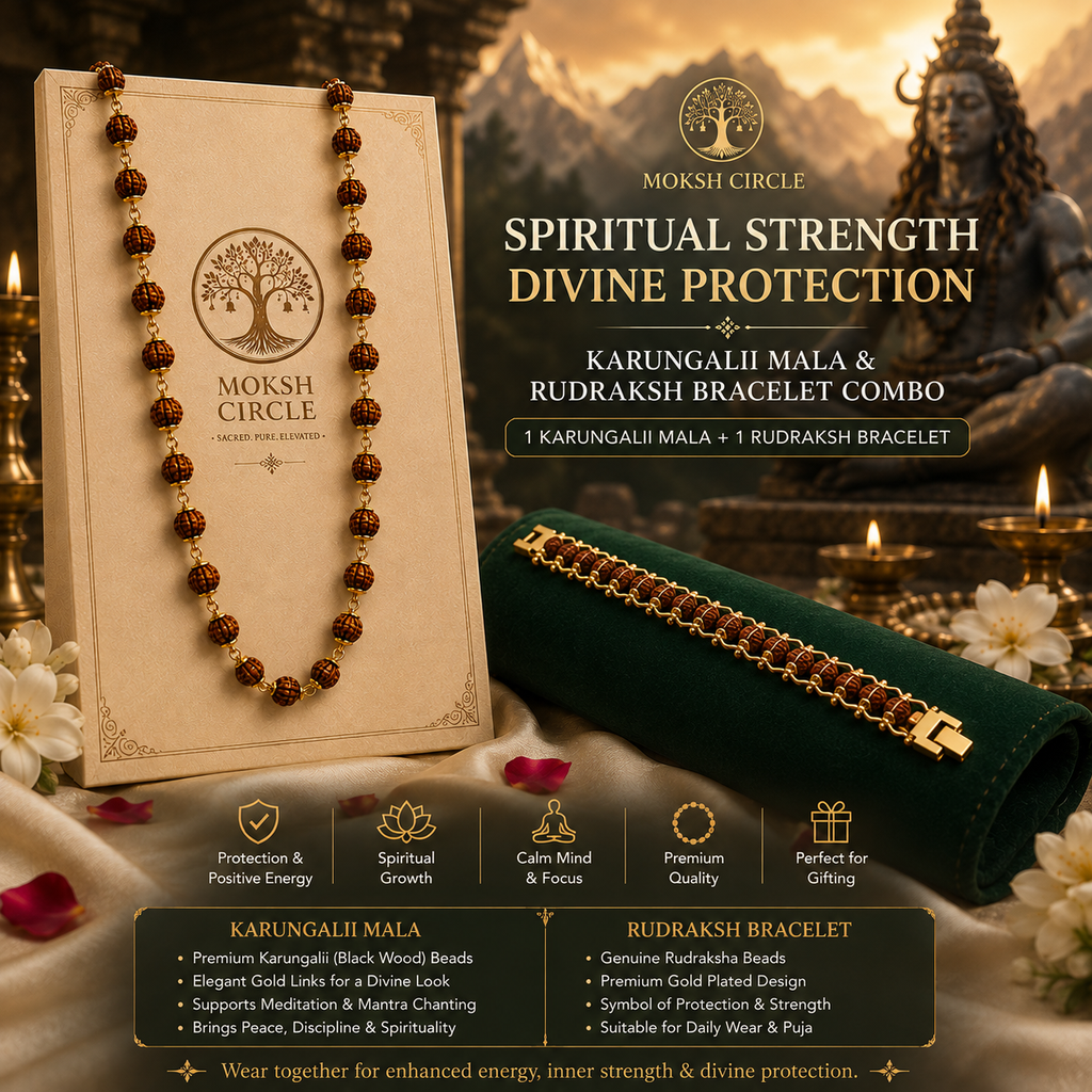 Gold Plated Rudraksha Bracelet And Gold Plated Rudraksha Mala Combo