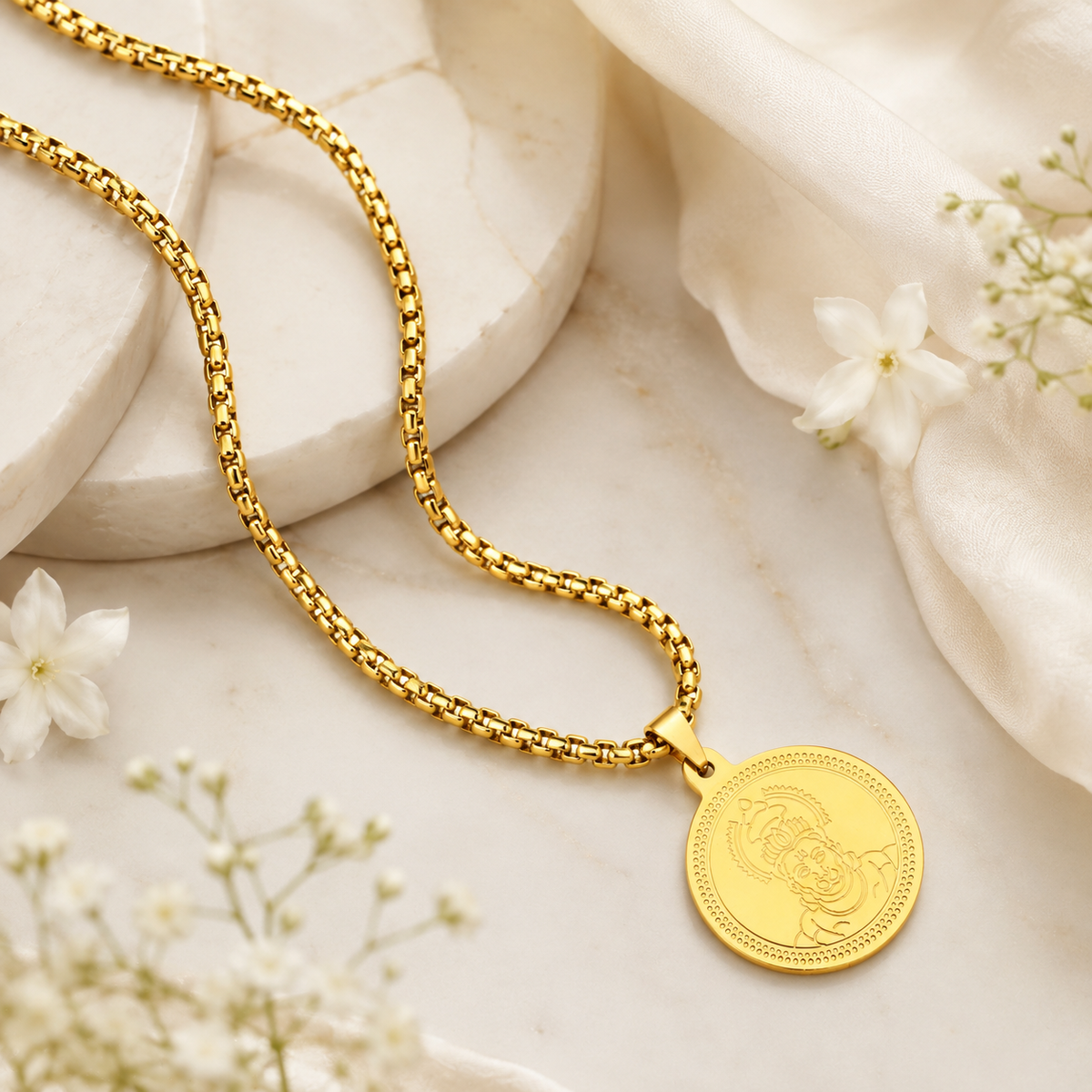 Gold Plated Hanuman Ji Coin Pendant