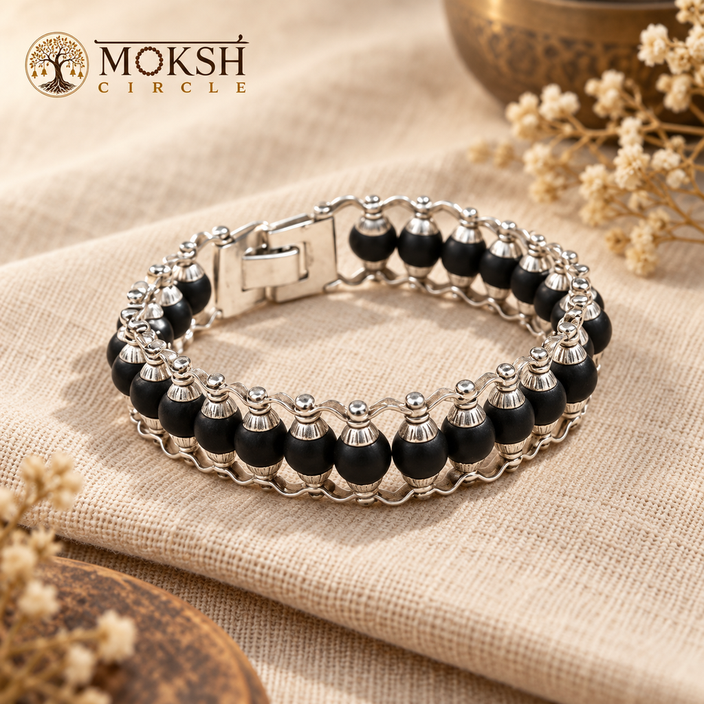 Natural Karungali Silver Chain Bracelet